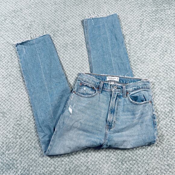 Abercrombie & Fitch Light Wash Blue Ankle Straight Ultra High Rise Curve Love - Picture 1 of 5